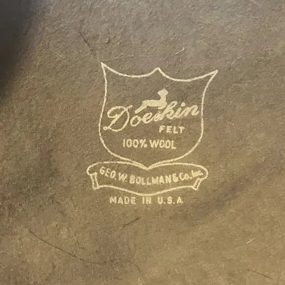 Vintage Doe Skin Wool Felt Tilt Hat Feather Net Veil Bollman USA 1940s 50s - Picture 6 of 7